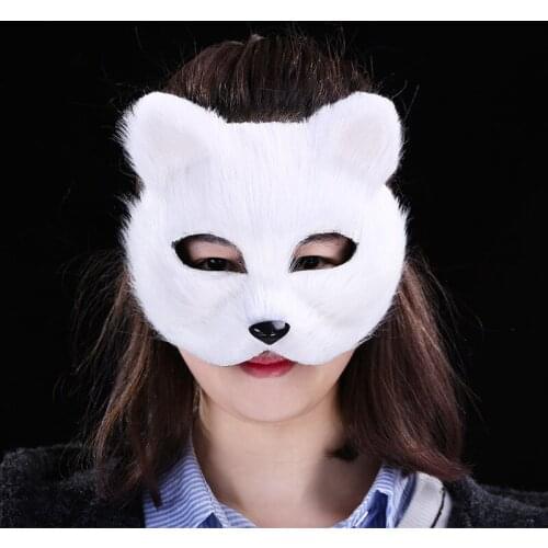 Plush Fox Shape Half Face Mask Christmas Carnival Party Cosplay Masquerade Mask Halloween Costume Prop Male Female Half Face Toy