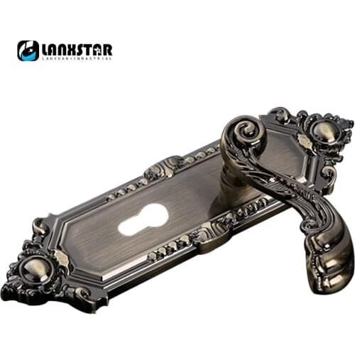 Lanxstar Bronze Style Simple Antique Solid Lock Bedroom Interior Door Lock Aluminum Alloy Household Universal Mute Lock