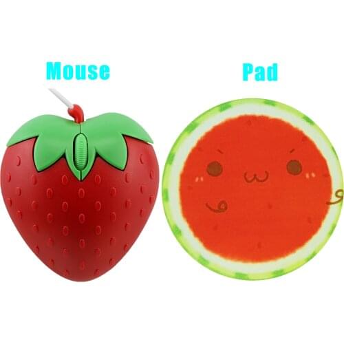 Wired Cute Mouse Cartoon Strawberry watermelon Creative Mini 3D Mause Office Home Computer Mice Girl Kid Gifts For Laptop PC
