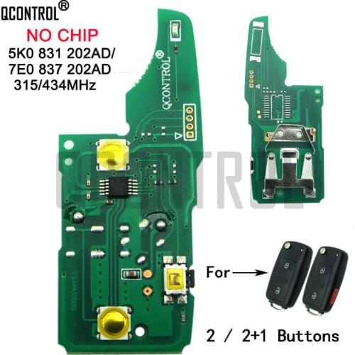 QCONTROL Car Remote Key Circuit Board for AMAROK/TRANSPORTER for VW/VolksWagen for 7E0837202AD/5K0837202AD/5FA010185-00