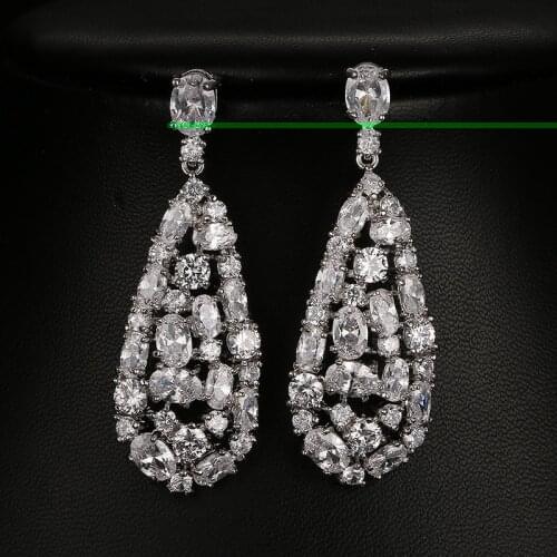 Emmaya Luxury Bride Wedding Earrings Amazing AAA Cubic Zirconia White Gold Color Crystal Jewelry Party Gift