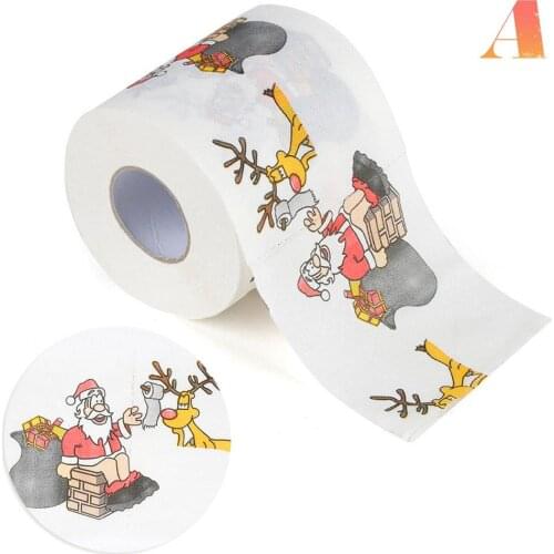 DIY Christmas Tree Pattern Series Santa Claus Bath Toilet Roll Paper 2 Layers Christmas Supplies Xmas Decor Tissue Roll 10x10cm
