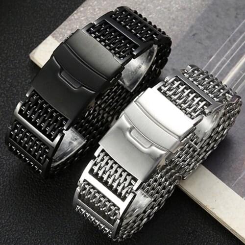 20mm 22mm 24mm Quality Milanese Shark Mesh Micro Adjust Double Insurance Buckle for OMEGA Watch Band AVIATOR Japan VOSTOK