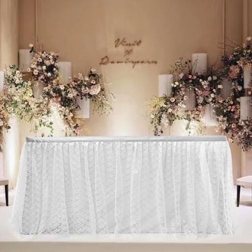 Tablecloth Yarn Tulle Lace Table Skirt Baby Birthday Banquet Party Wedding Baby Shower Favors Partys Home Textile Decoration