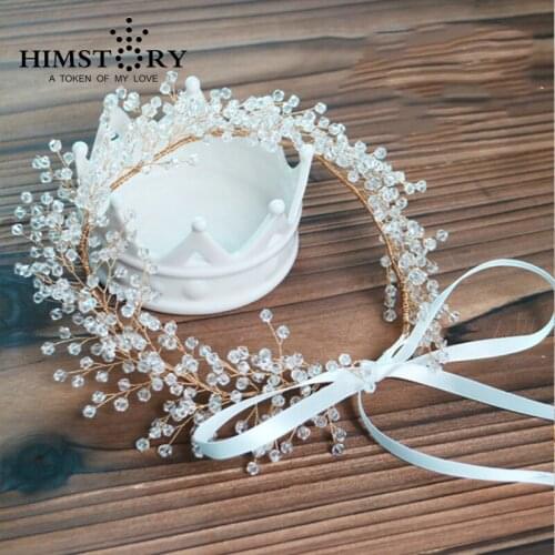 Luxury 100% Handmade Crown Tiara Bridal Wedding Clear Beads Crystal Headbands Headpiece Evening Prom Hairwear Jewelry