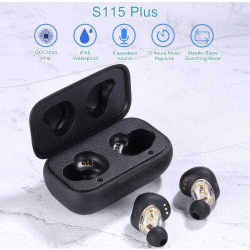 Newest SYLLABLE S115 Plus TWS of QCC3040 Chip Sports Earphones 12 hours True Wireless Stereo Earbuds Strong bass Headset