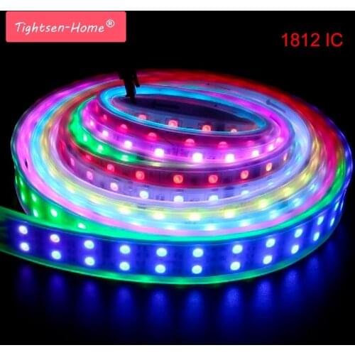 WS2812 1812 Smart IC LED Strip Double Row tube IP67 Waterproof 120 144 leds 5050 RGB flexible light dream magic color tape lamp