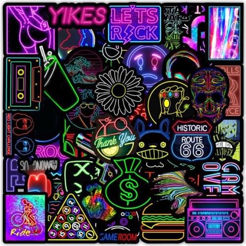 100p Bright Neon Lights More than One Theme Scrapbooking Notebook Deco Fascinating Graffiti-Art DIY Stickers
