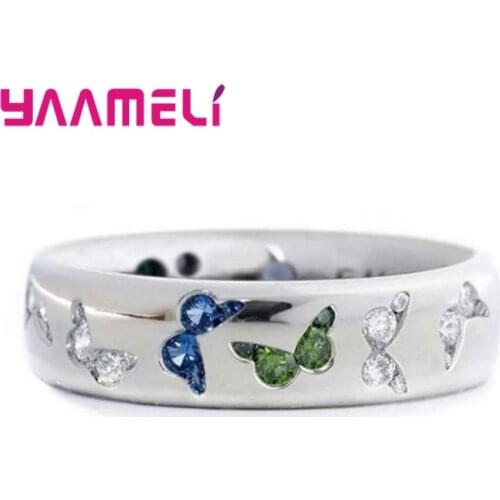 Special Butterfly Shape Austrian Crystal 925 Sterling Silver Jewelry Fashion Cocktail Party Rings for Women Wholesale Sale