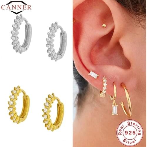 CANNER European and American Luxury Small Hoop Earrings 925 Sterling Silver Round Earrings for Women Girls Earring Jewelry Gifts