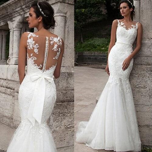 Mermaid Lace Appliques Wedding Dresses Turkey 2021 Button Bridal Dress Custom Made Wedding Gown vestidos de noiva Plus Size