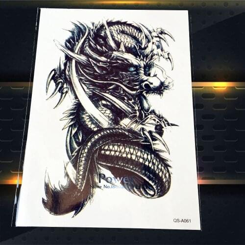 1PC Hot Sale Large 3D Dragon Waterproof Body Arm Sleeve Tattoo Stickers PQS-A061 New Design Fake Water Transfer Tattoo For Men