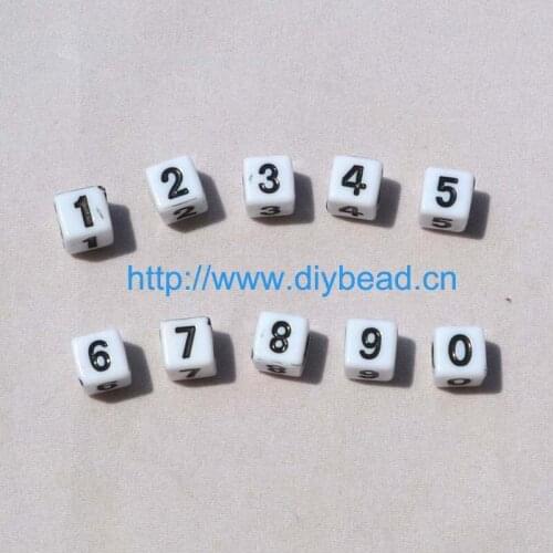 100pcs/lot DIY fashion jewelry Accessory,Acrylic Sugar Beads,7MM Square Shape Digital Beads,White and Black Color
