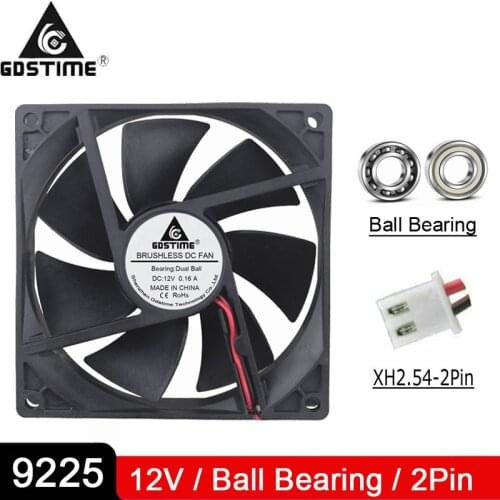 2PCS Gdstime 9cm 92mm x 25mm DC 12V 2pin Cooling Fan 92x92x25mm Brushless DC Cooling Cooler PC CPU Computer Case Fan Cooler