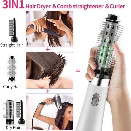 3 In 1 Portable Handleless Hair Dryer Anion Hair Dryer With Three Brushes Salon Equipment Straight Curly Blow Dryers For Travel