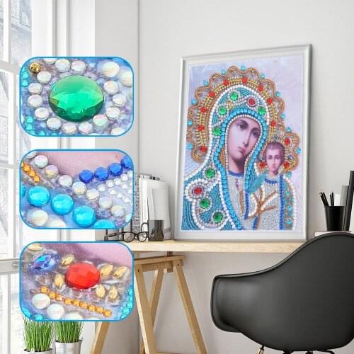 Diamond Embroidery Religious Mother and Child Special Shaped Diamond Painting DIY 5D Rhinestone Embroidery Decoration Gift