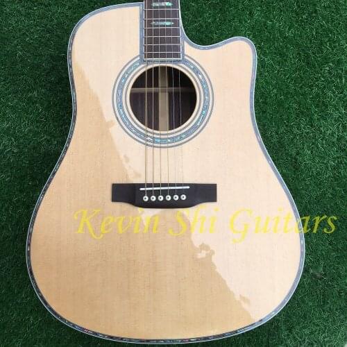 Cutaway acoustic guitar solid spruce top single cut acoustic electric guitar KSG OEM classic folk acoustic