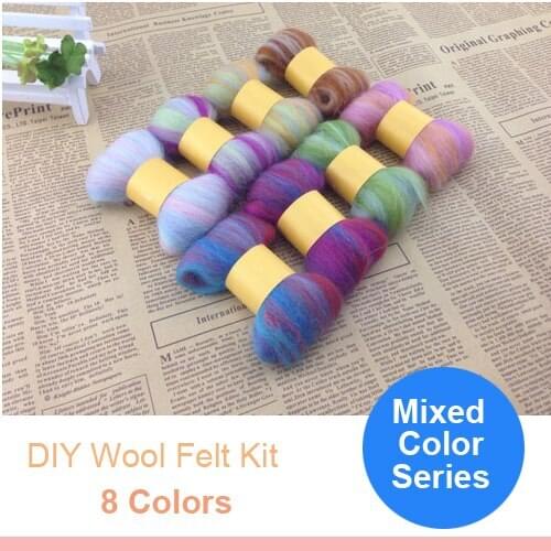 DIY handmade wool felt poke fun material kit wool strip mixed color wool 5g/Colour 8colors