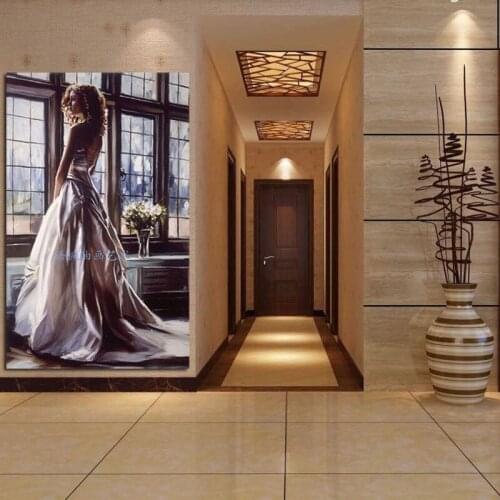 Elegant lady hand painted oil painting on canvas modern style decorative wall pictures home decoration gift ready to hang