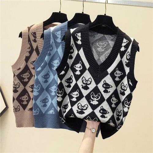 SINGREINY Autumn Retro Print Tank Tops Women Sleeveless V Neck Loose Casual Tops 2021 New Winter Korean Fashion Streetwear Vest