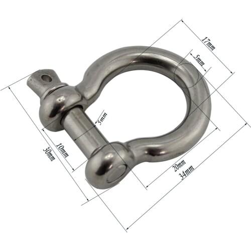 Stainless Steel Bow Mini Stainless Bow shackles for Wire Rope Chain or Adjustable Paracord Bracelet Survival Buckles 10pcs 5mm