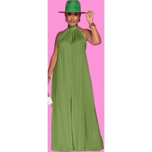 Fashionable Simple Rompers Womens Jumpsuit Casual Halter Neck Open Back Wide Leg Overall Office Lady Off The Shoulder Bodysuits