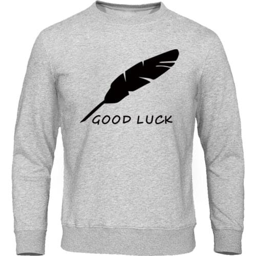 Good Luck Men Hoodies Fashion Homme Clothing 2019 Spring Autumn Tops Print Feathers Male Sweatshirts Streetwear Casual Pullovers