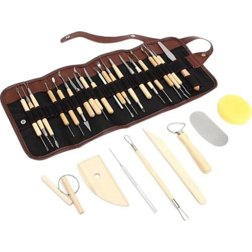 30pcs Clay Sculpting Tools Pottery Carving Tool Set Pottery and Ceramics Wooden Handle Modeling Clay Art Tools