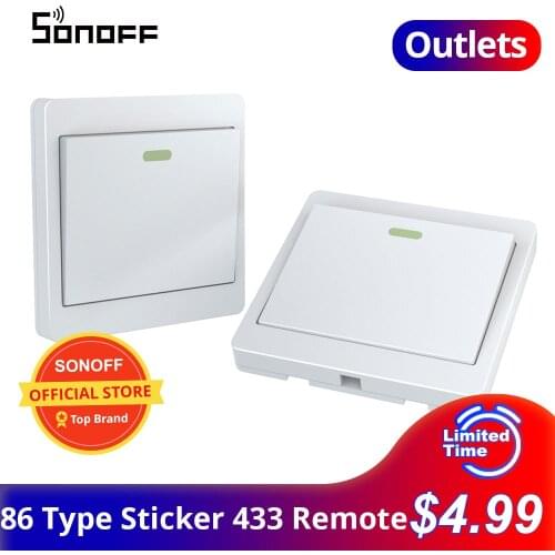 SONOFF Outlets Sticker 433 Remote Controller 86 Type RF 433Mhz Light Switch Sticker Works with sonoff TX Series Wifi Switch