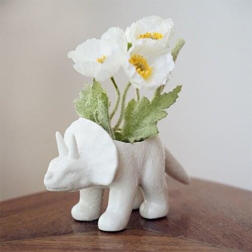 Nordic Creative Ceramic Triceratops Succulents Flower Pot Decoration Kindergarten Home Balcony Home Decorat Ornaments