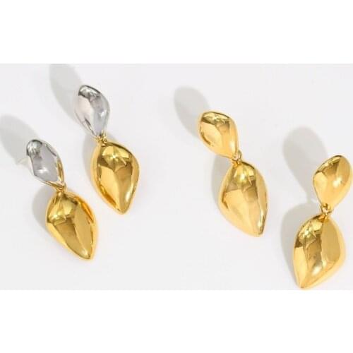 2021 New Product Earrings Gold Silver color Stitch Geometric Irregular Metal Earrings