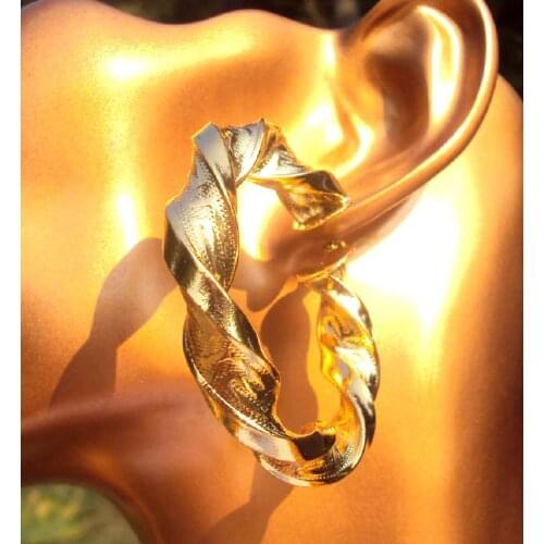 New Women 45mm Big Chunky Thick Solid Gold FINISH Metal Chains Large Fashion Earrings Hook Rock