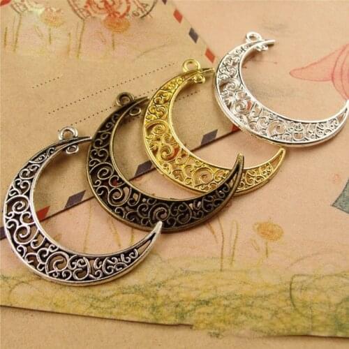 20pcs 40x33mm Hollow moon shape Metal Frame Pendant Gold Charm Bezel Setting UV Resin Epoxy Resin Charm Jewelry Findings