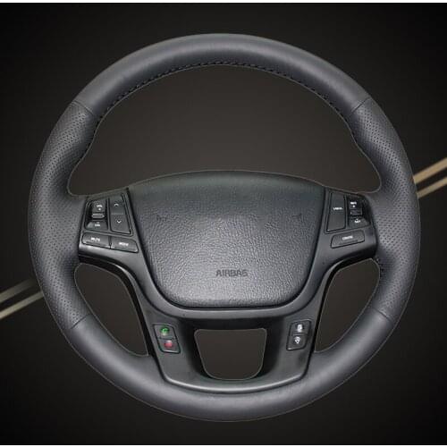 Car Braid On The Steering Wheel Cover for Kia Sorento 2009-2014 K7 Cadenza 2011-2015 DIY Auto Wheel Braiding Covers Accessory