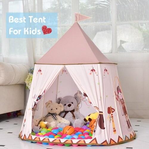 Cartoon Play Tent Portable Children Castle Indian Horse Teepee Tent Prince Princess Play House for Outdoor Indoor Kids Gift
