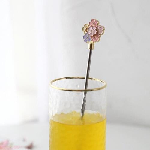 1PC Stirring Rod Cherry Blossom Cat Claw Star Diamond Glass Stir Bar Coffee Cocktail Stick Drink Mixer Household Bar Tools
