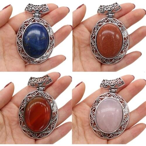 Natural Stone Pendant Red Stripe Agates Lapis lazuli Crystal for Trendy Jewelry Making Women Pendant Necklace Crafts