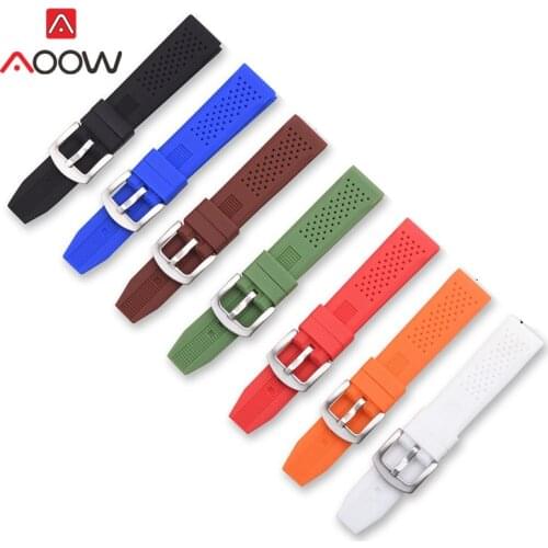 Universal 16mm 18mm 20mm 22mm 24mm Soft Silicone Watchband for Gear S2 S3 Sport Waterproof Strap Bracelet Band Accessories