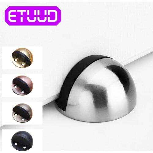 ETUUD Rubber Door Stopper Stainless Steel Sticker Door Stops Anti-Collision Wood Door Holder Catch Doorstop Furniture Hardware
