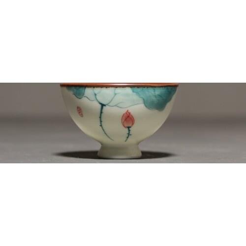 Hand-painted lotus tea cup ceramic tea drinking tea cup master cup single cup Kung Fu tea set small tea cup