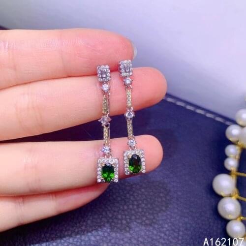 Exquisite Jewelry 925 Sterling Silver Inset With Natural Gemstone Womens Luxury Classic Fresh Diopside Earrings Eardrop Support