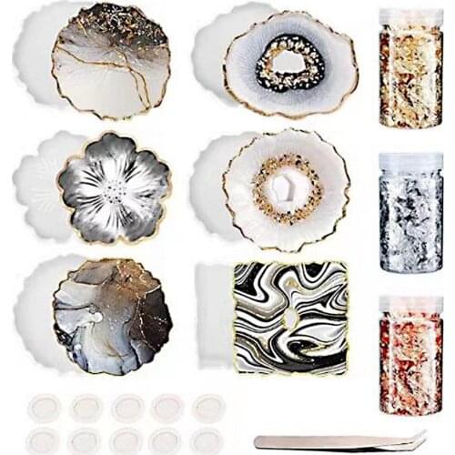 Silicone Glue Mold Multifunctional DIY Casting Tools Wave Coaster Silicone Mold Set for Home