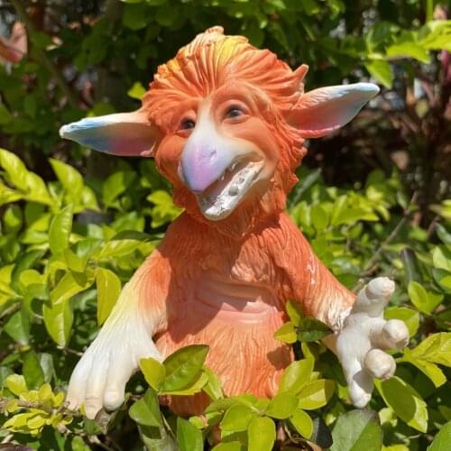 Nordic Cute Orange Elf Statue Resin Animal Sculpture Fairy Tale Garden Decoration Best Art Decor for Indoor Outdoor HomeFigurine