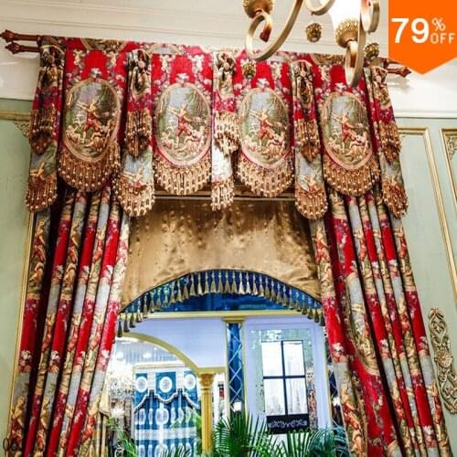 Tende perde Luxury Big Red Thick curtain decoration curtains for bedroom Palace Villa Drape curtain decorations Bride curtains
