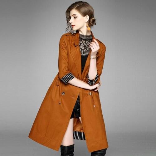 Winter black Khaki cotton trench coat women sashes long sleeve pocket windbreaker autumn open stitch outwear casaco feminino