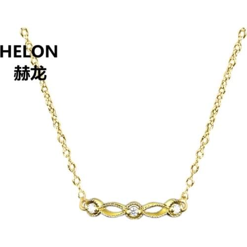 Solid 18K Yellow Gold Women Necklace Pendant 1/10ct Full Cut Natural Diamonds Pendant Engagement Valentine Graduation gift