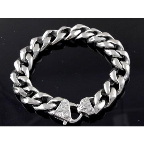 High Quality Mens Biker Titanium Stainless Steel Punk Rock Link Chain Bracelet Bangle DJ01