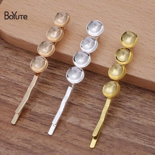 BoYuTe (20 Pieces/Lot) 55*2MM Hair Clips Welding 8MM Cup Blank Base Diy Hair Jewelry Handmade Materials