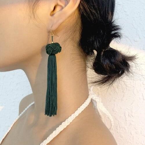 Bohemian Exaggerated Long Hand-woven Tassel Earrings for Women Simple Ladies Banquet Party Jewelry Gifts 2021 New Trend