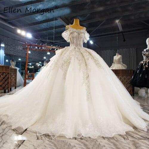 Saudi Arabian Luxury Lace Wedding Dresses Princess Ball Gowns For Bridal Elegant Tulle Real Photos Beaded Vestidos De Novia 2021